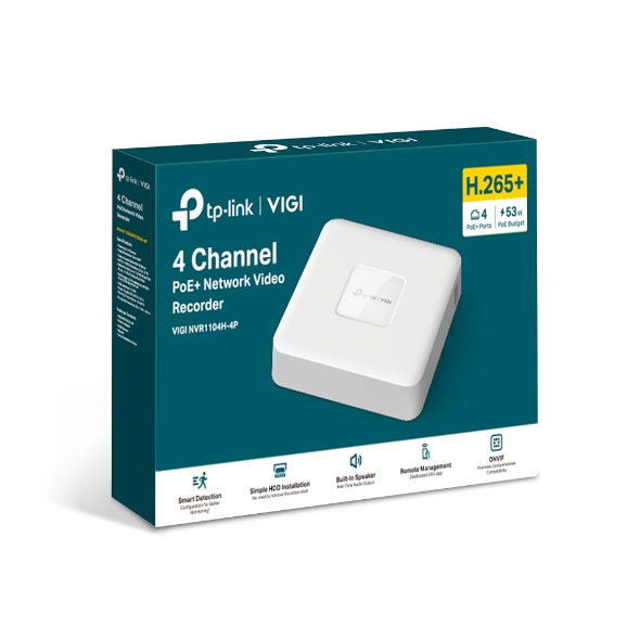 TP-Link VIGI NVR1004H-4P 4-канальный сетевой видеорегистратор PoE