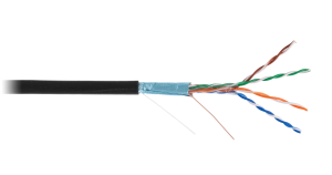 Кабель NETLAN F/UTP 4 пары Кат.5е, внешний,PE-40C, одножильный, 1000 Мгц, черный (бухта 305м)