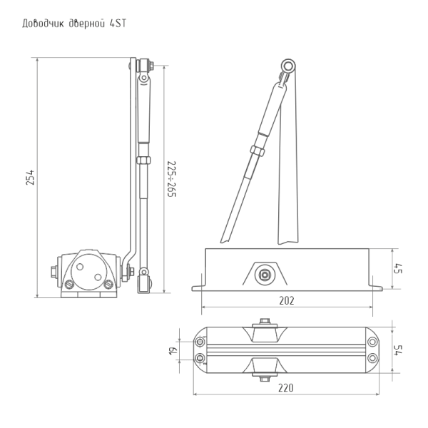 Доводчик Нора-М Доводчик №4 SТ (до 25-120кг) (серебро) морозостойкий