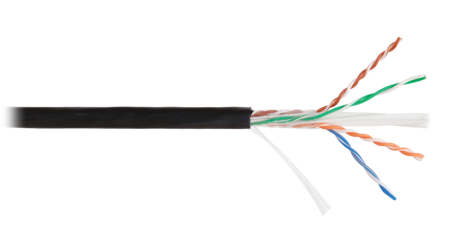 Кабель NETLAN U/UTP 4 пары, Кат.6 (Класс E), внешний, 250МГц, одножильный, BC (чистая медь)
