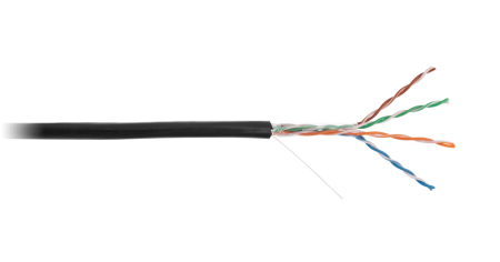 Кабель NETLAN U/UTP 4 пары, Кат.5e (Класс D), 100МГц, одножильный, BC (100м), внешний