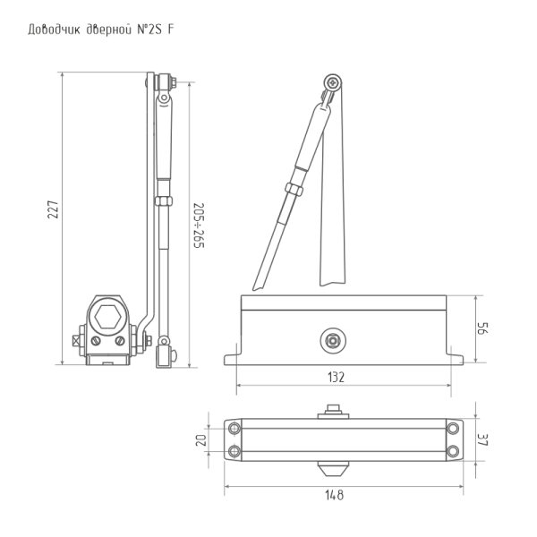 Доводчик Нора-М Доводчик №2S F (до 50кг) (серебро) морозостойкий