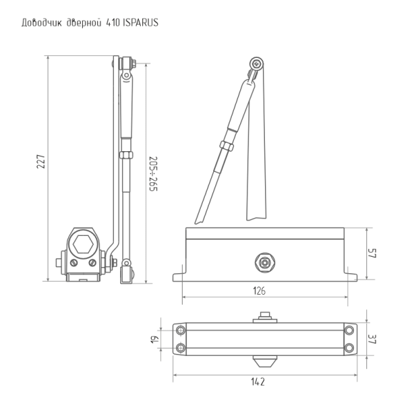 Доводчик Нора-М 410 ISPARUS (от 15 до 60кг) (серебро) морозостойкий